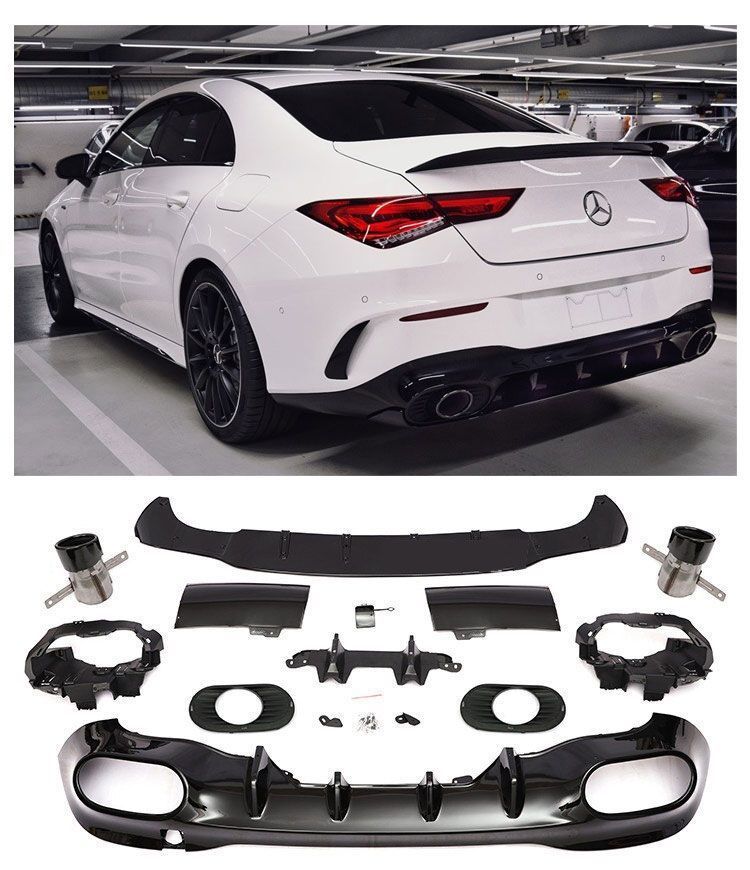 M-B CLA C118 Rear diffuser with black pipe ends