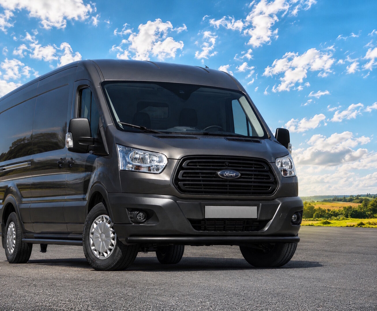 Ford Transit Van black front bumper protection 2014-2019