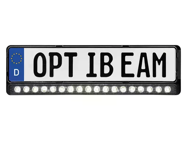 Optibeam E-Bar LED-lisävalo rekisterikilven telineessä