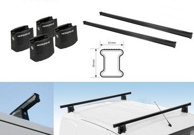 VW Transporter T5, T5 GP ja T6 Roof rails (2 bars)