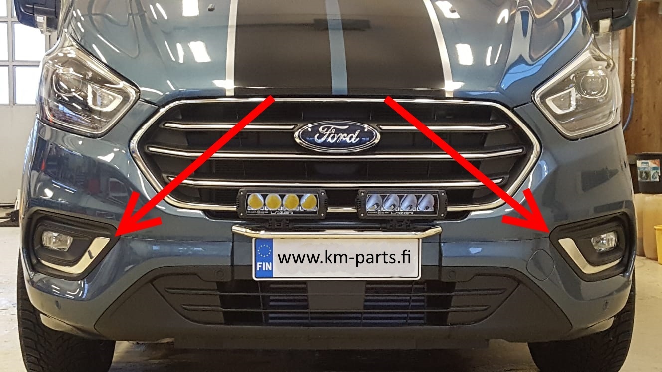 Ford Transit Custom Sumuvalojen kromit 2018->
