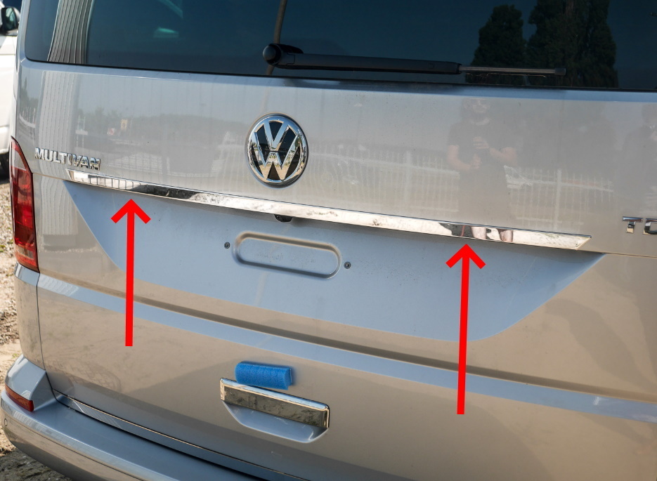VW Transporter T6 Chrome trim above a register plate