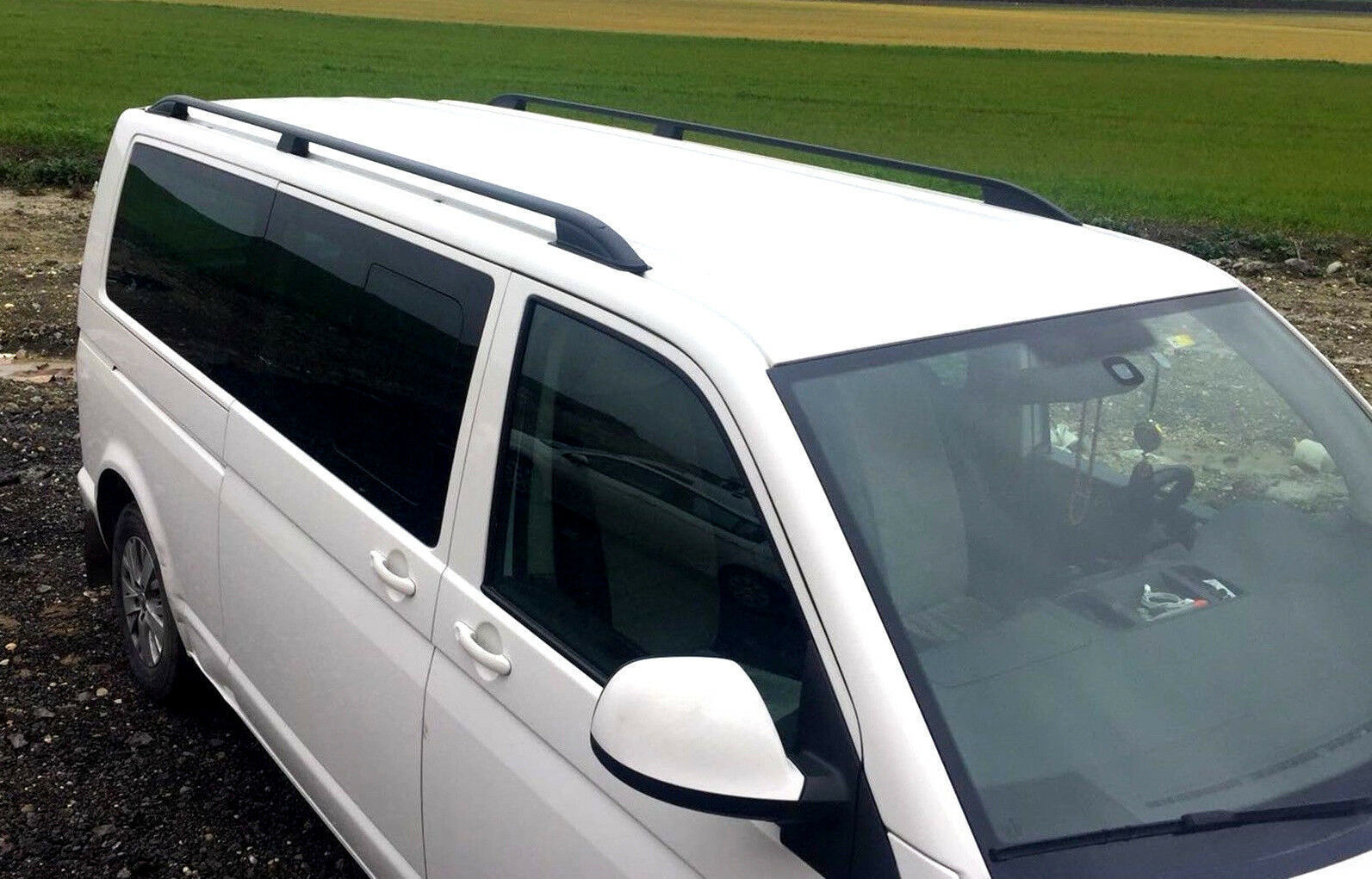 VW Transporter T5 T5 GP T6 T6.1 Black roof rails Omtec