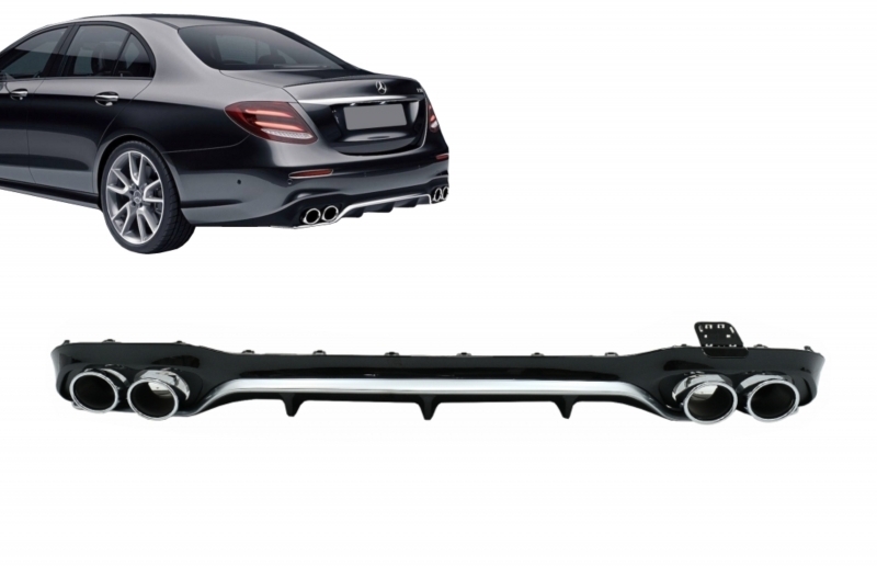 M-B W213 Rear diffuser with muffler tips for AMG-Line bumper