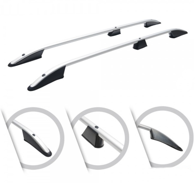 thumbnail image 2 of Bragan Black Roof Rails For Volkswagen Caddy Maxi 2015-2021 LWB Van - Pair With Fitting Kit, 80kg Load Rating 2 of 6