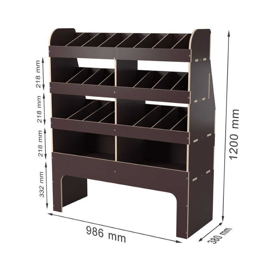 Vanerex pakettiauton hylly VR-11 986 x 380 x 1200mm - 24 lokeroa