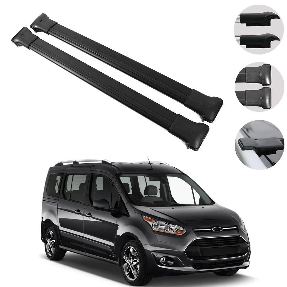 Black Crossbars for Ford Transit Connect roof rails