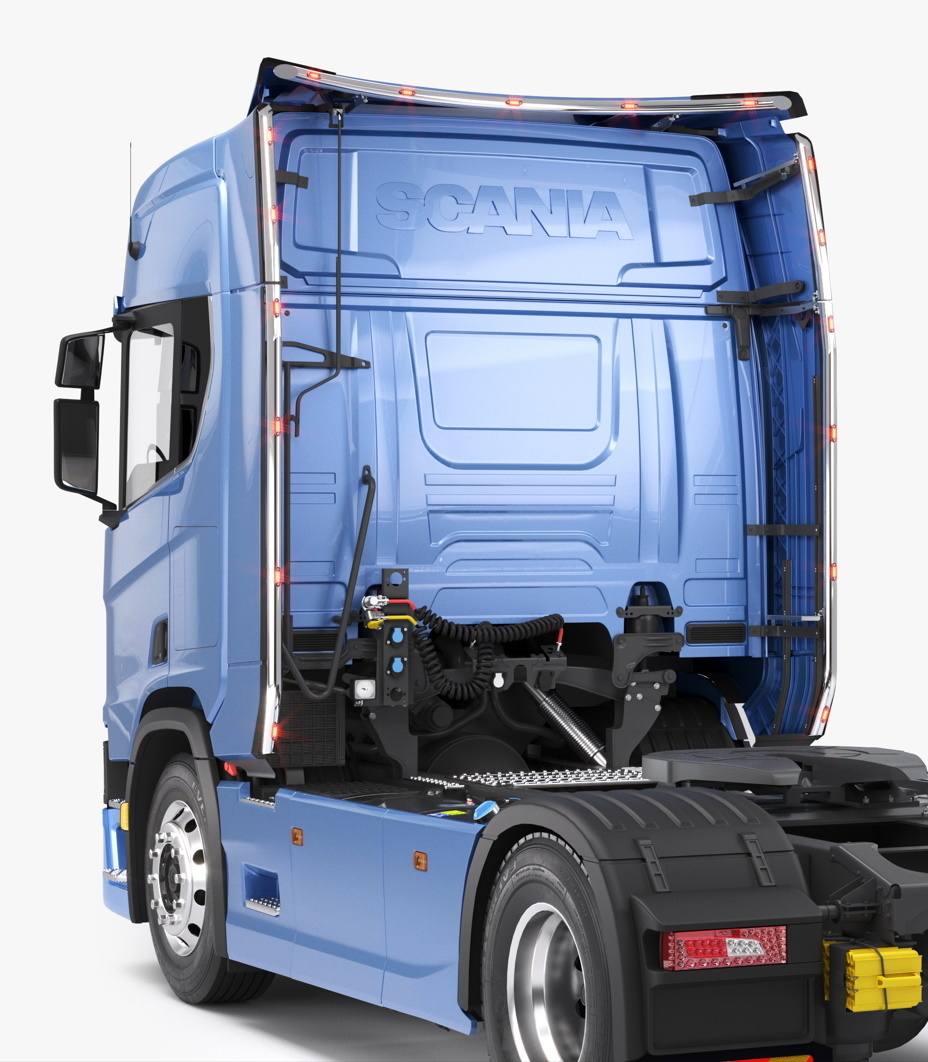 Scania R 2017- Led-pysty ja vaakaputket sivutuuliohjaimiin