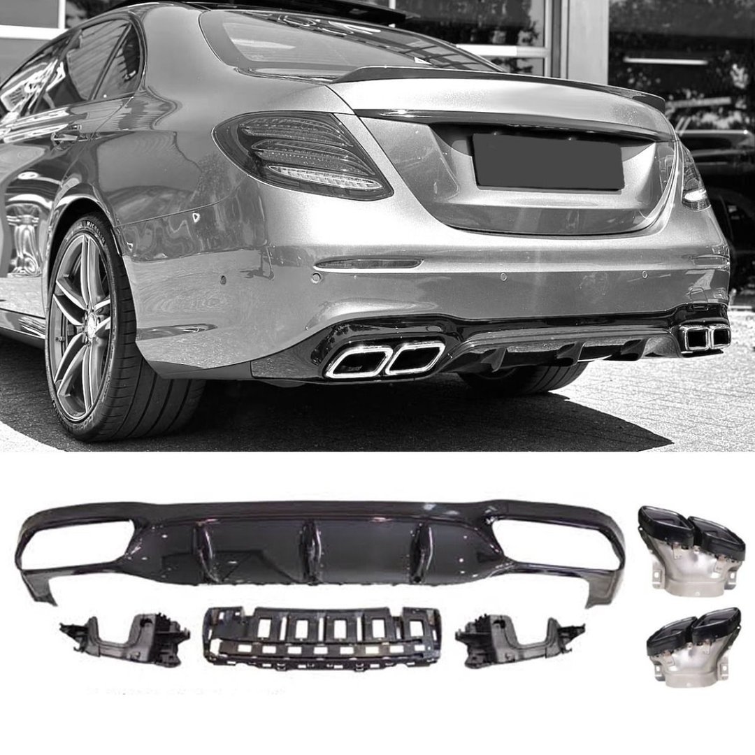 M-B W213 Rear diffuser with black cls pipe ends