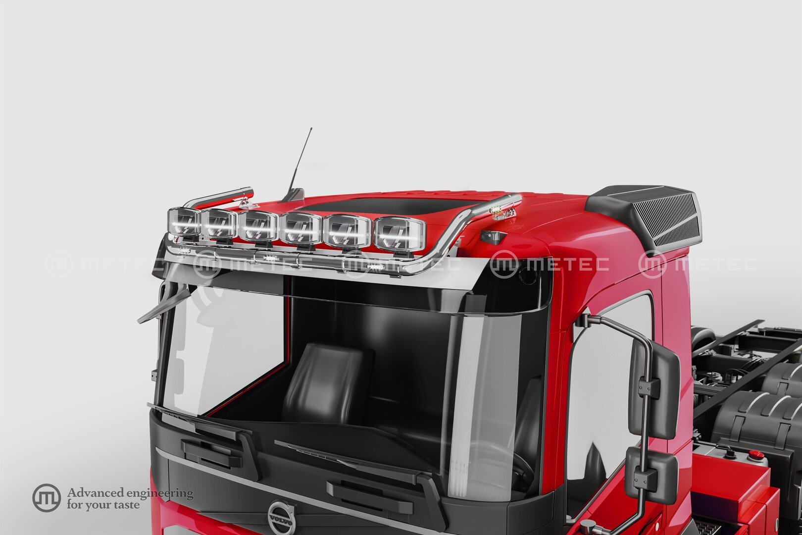Volvo FH Aero light rail to front with LED "MAX" (low cabin)