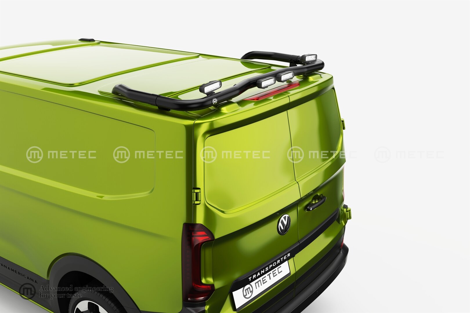 VW Transporter T7 Musta valoteline katolle taakse