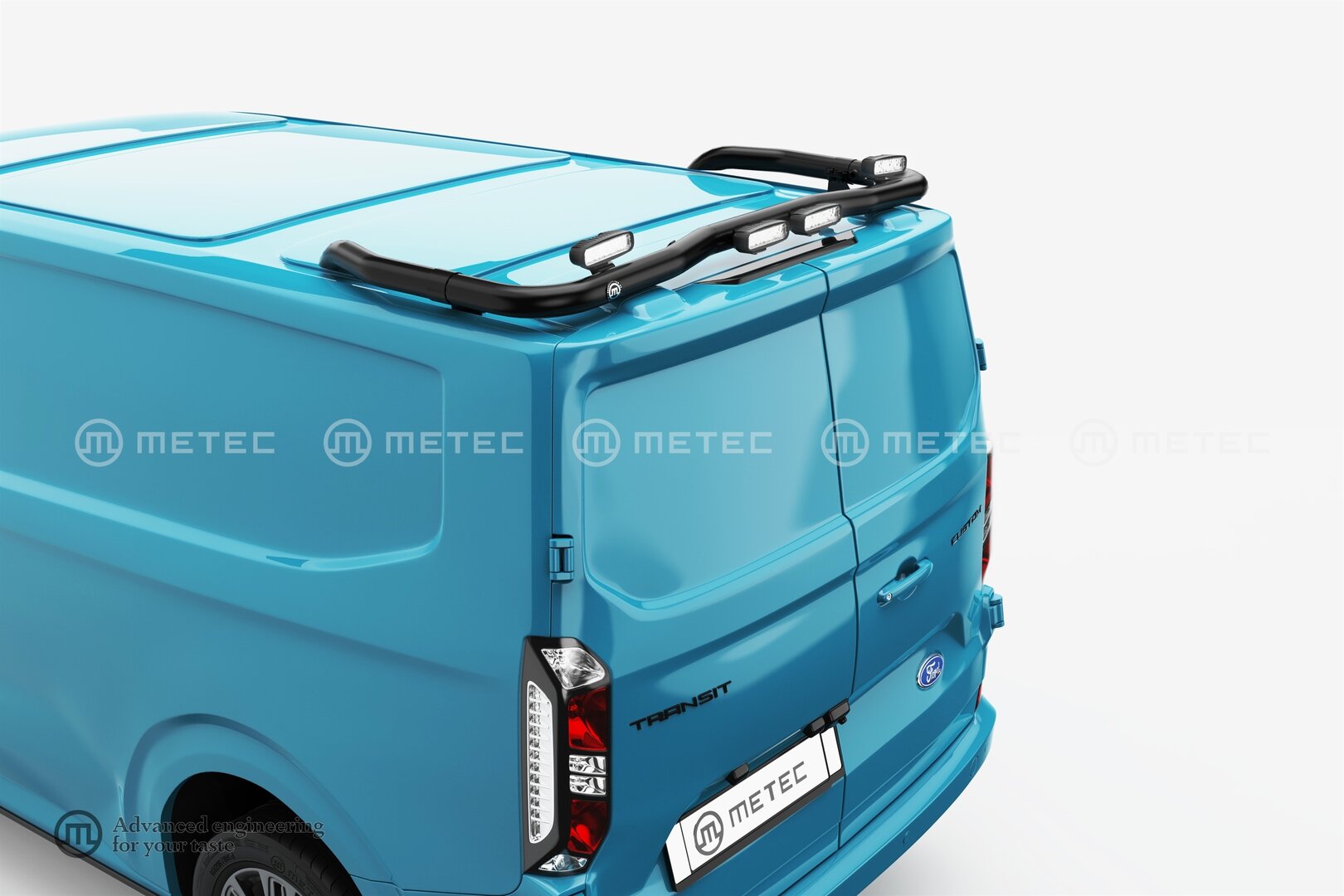 Ford Transit Custom Black light rail to back of the roof 2024->