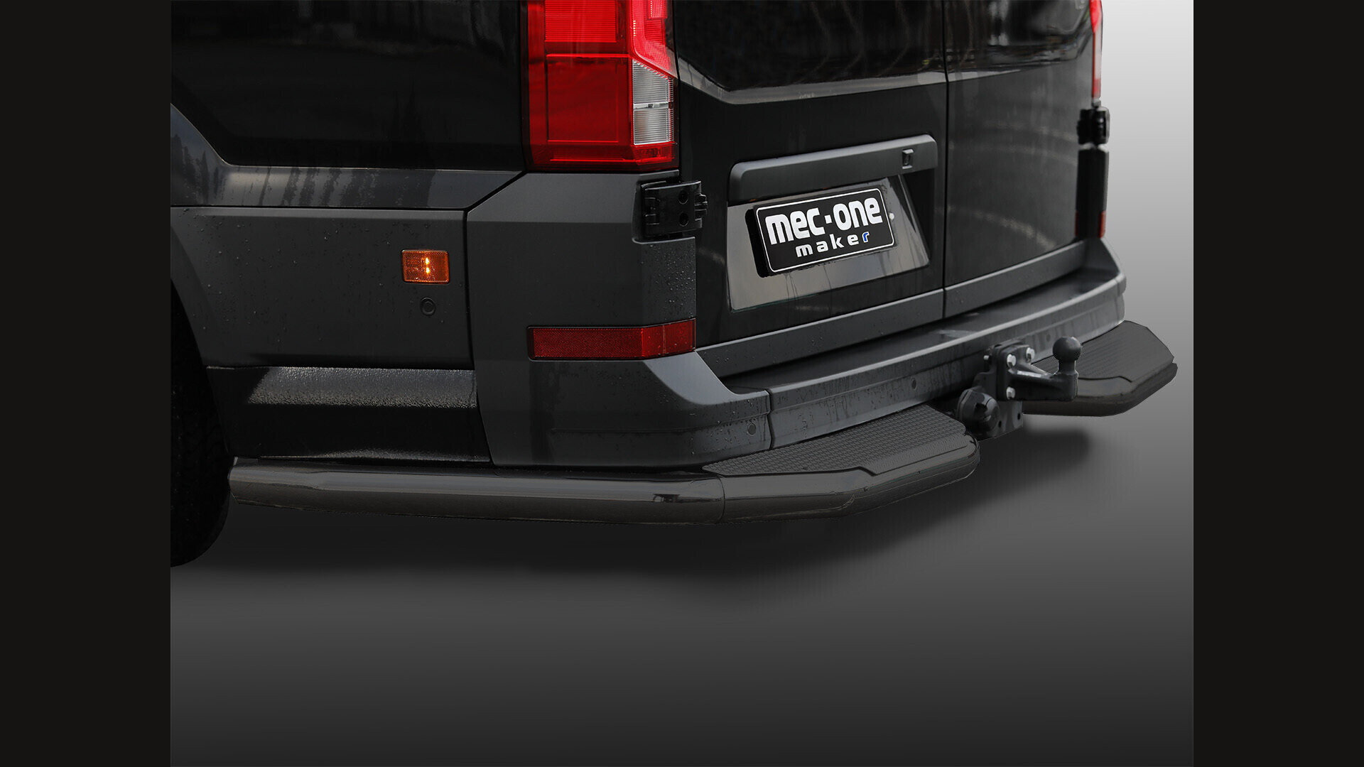 VW Crafter 2017-> Rear bumber protection bar with steps L2-L3 (Black)