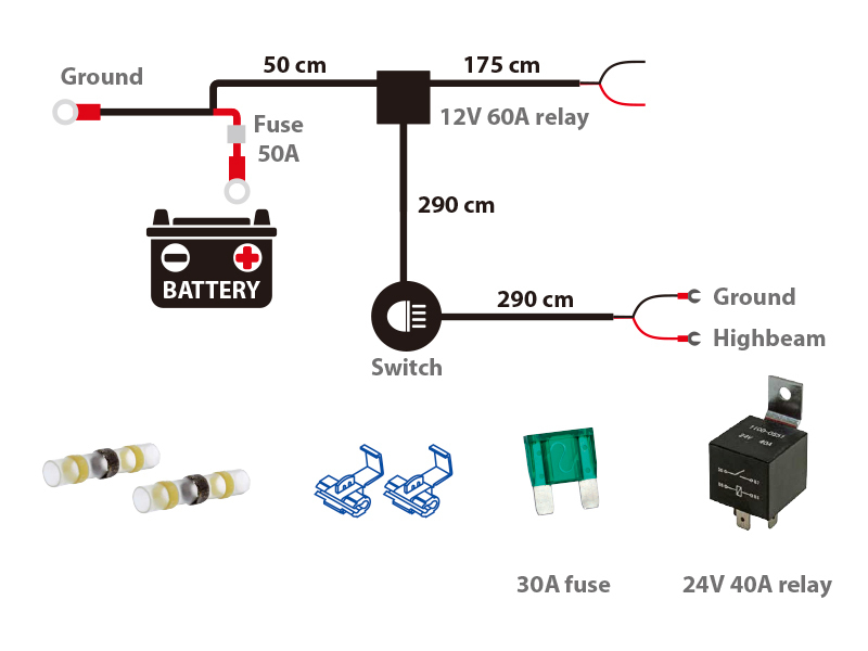 HD Wiring harness for 1 additional light